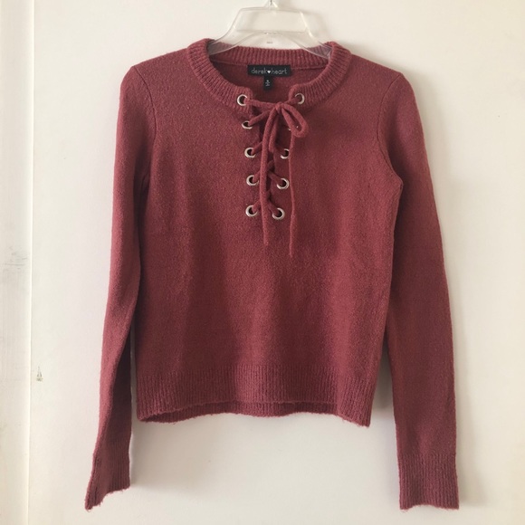 5 for $25 💕 Mauve Mid Cross Tie Fuzzy Sweater - Picture 7 of 7